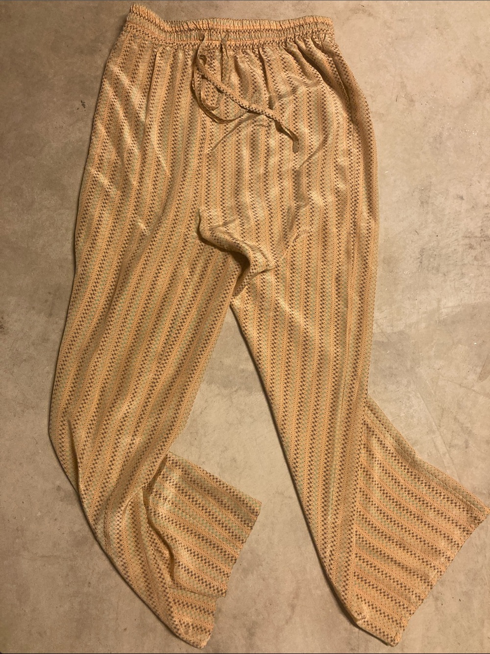 Deluxe Italy 100% Silk Women’s Pull-on Gold Patterned Pants Size XL